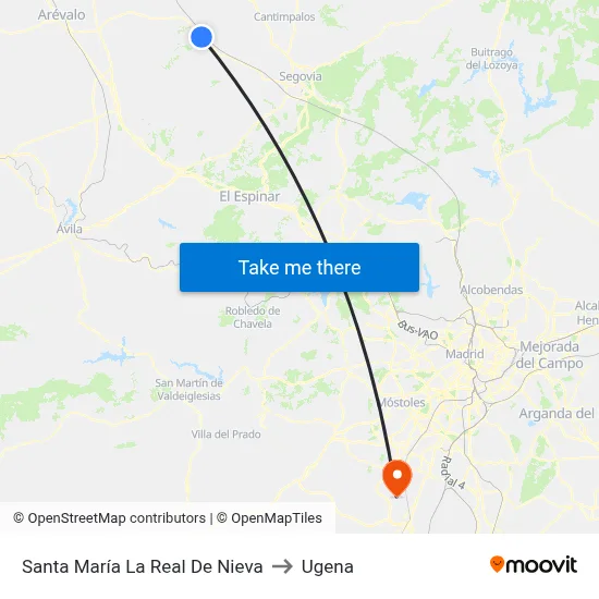 Santa María La Real De Nieva to Ugena map