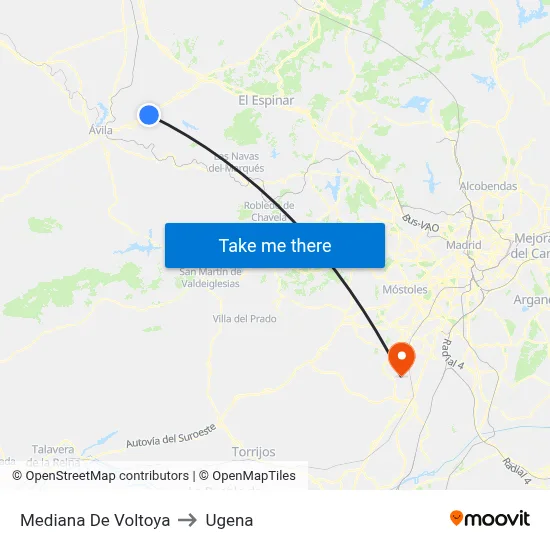 Mediana De Voltoya to Ugena map