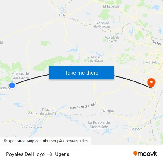 Poyales Del Hoyo to Ugena map