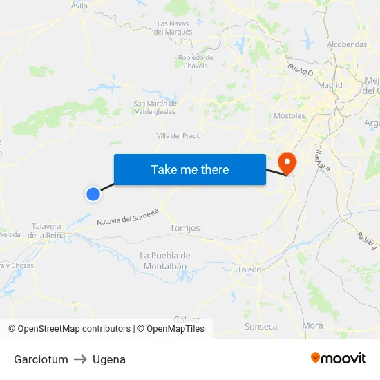 Garciotum to Ugena map