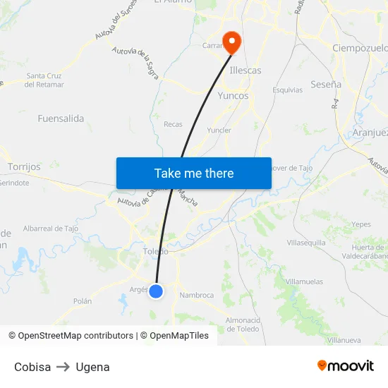 Cobisa to Ugena map