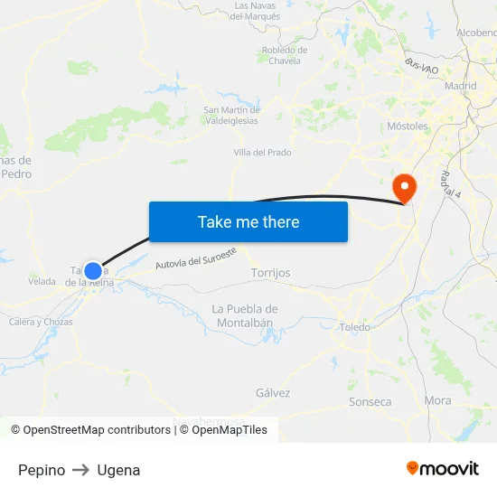 Pepino to Ugena map