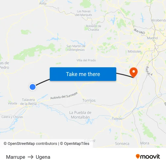 Marrupe to Ugena map