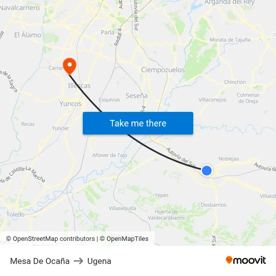 Mesa De Ocaña to Ugena map