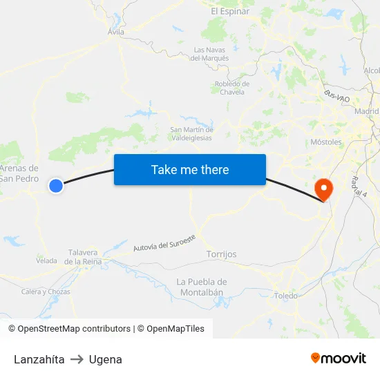 Lanzahíta to Ugena map