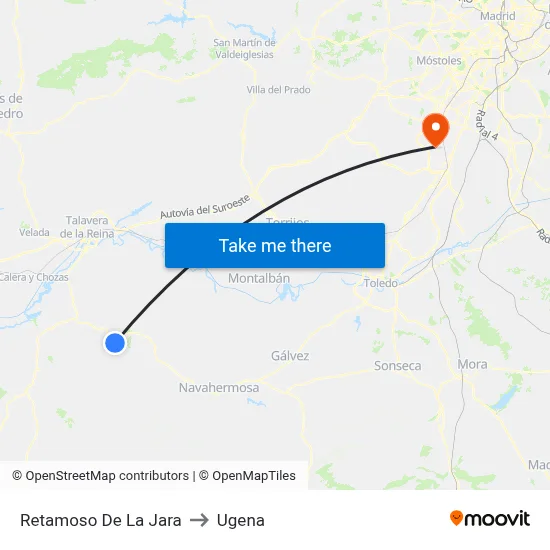 Retamoso De La Jara to Ugena map