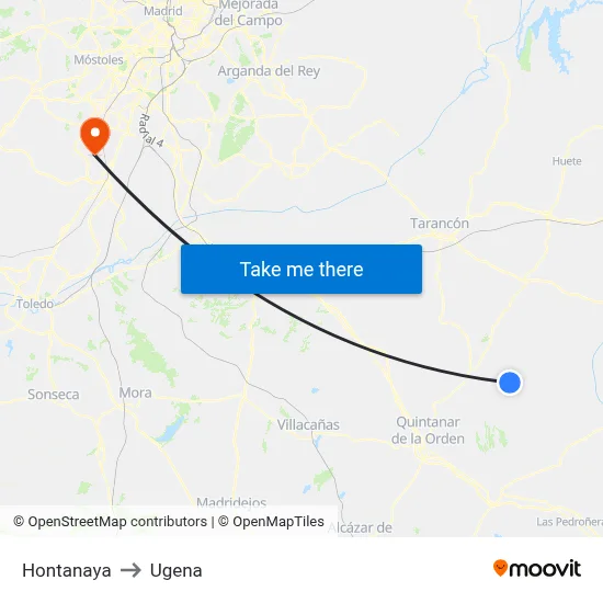 Hontanaya to Ugena map