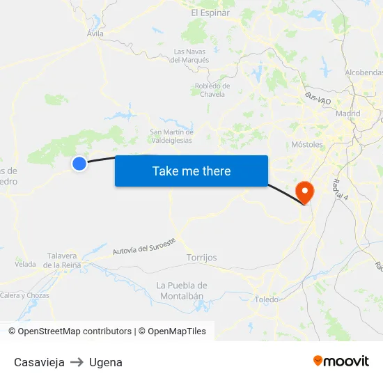 Casavieja to Ugena map