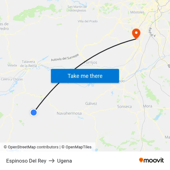 Espinoso Del Rey to Ugena map