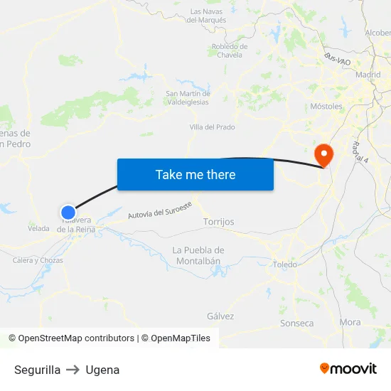 Segurilla to Ugena map