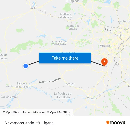 Navamorcuende to Ugena map