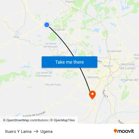 Ituero Y Lama to Ugena map