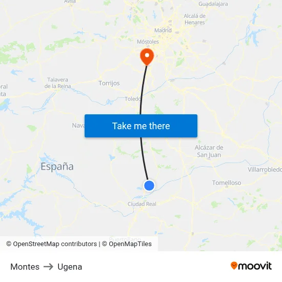 Montes to Ugena map