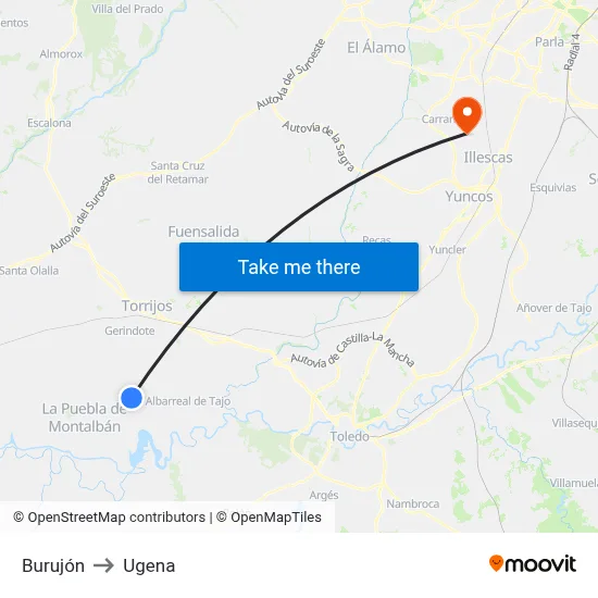 Burujón to Ugena map