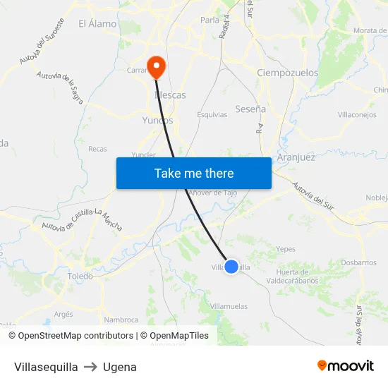 Villasequilla to Ugena map