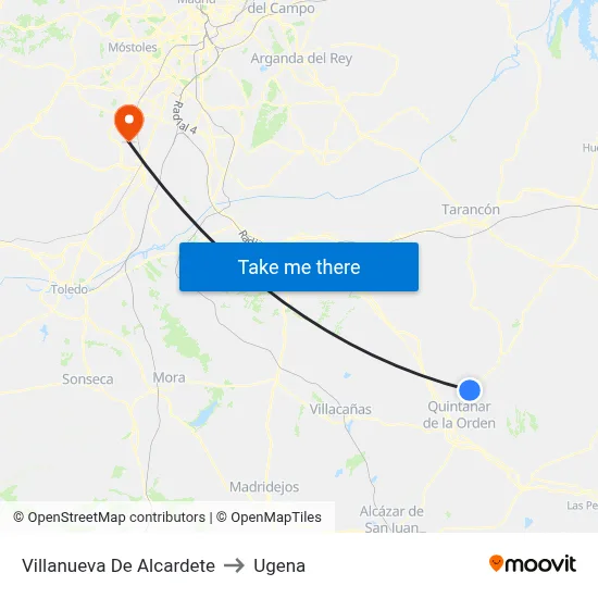 Villanueva De Alcardete to Ugena map