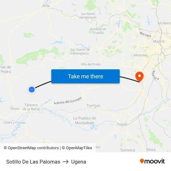 Sotillo De Las Palomas to Ugena map