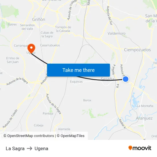 La Sagra to Ugena map