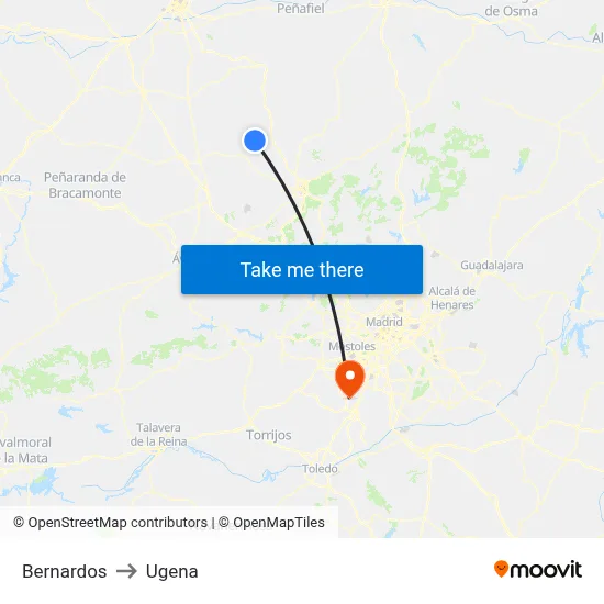 Bernardos to Ugena map