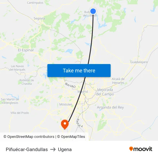 Piñuécar-Gandullas to Ugena map