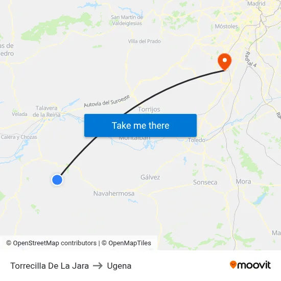 Torrecilla De La Jara to Ugena map
