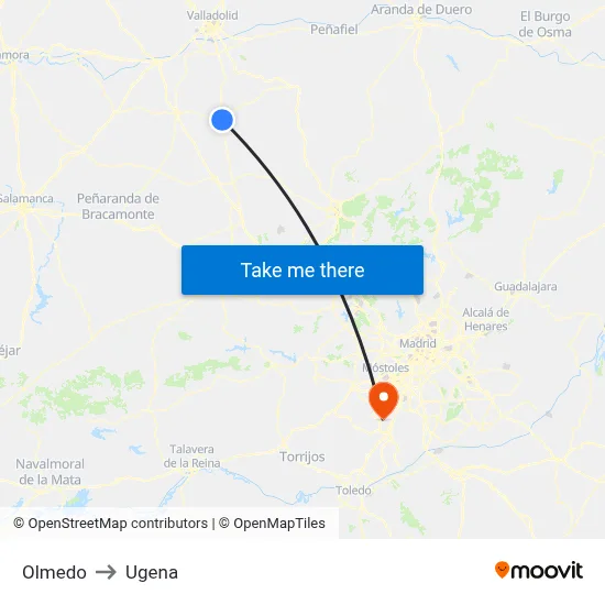 Olmedo to Ugena map