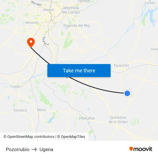 Pozorrubio to Ugena map