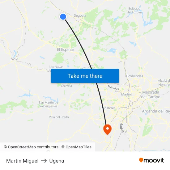 Martín Miguel to Ugena map