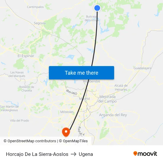 Horcajo De La Sierra-Aoslos to Ugena map