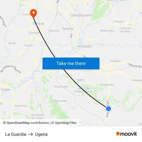 La Guardia to Ugena map