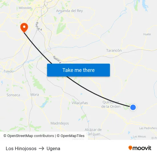 Los Hinojosos to Ugena map
