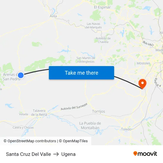 Santa Cruz Del Valle to Ugena map