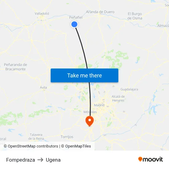 Fompedraza to Ugena map