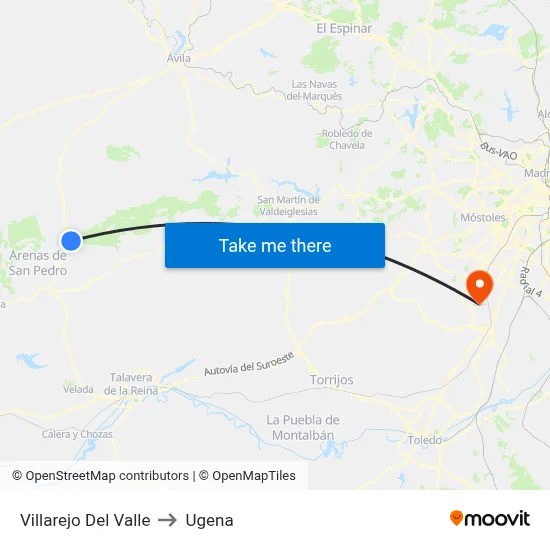 Villarejo Del Valle to Ugena map
