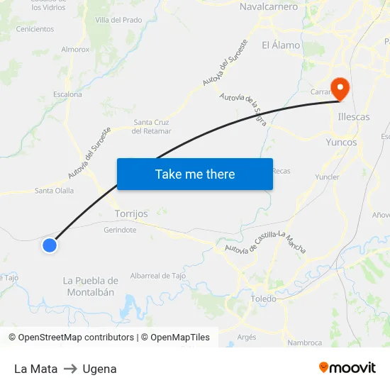 La Mata to Ugena map