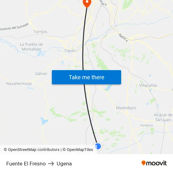 Fuente El Fresno to Ugena map