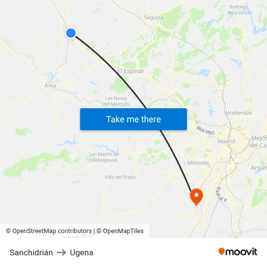 Sanchidrián to Ugena map
