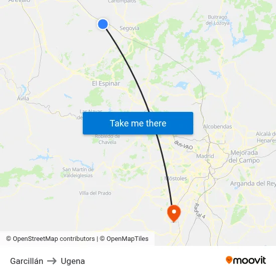 Garcillán to Ugena map
