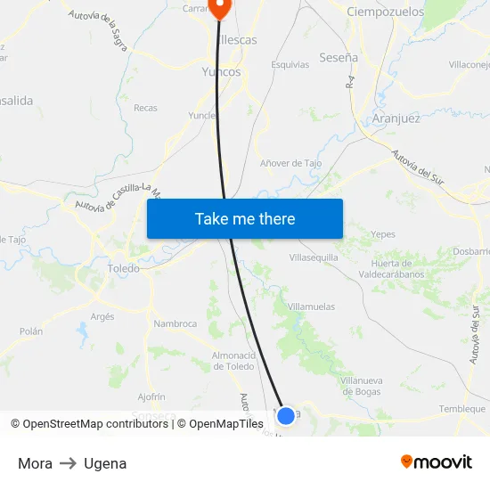Mora to Ugena map