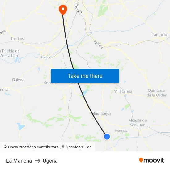La Mancha to Ugena map