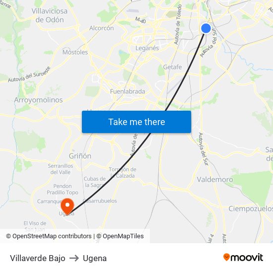 Villaverde Bajo to Ugena map