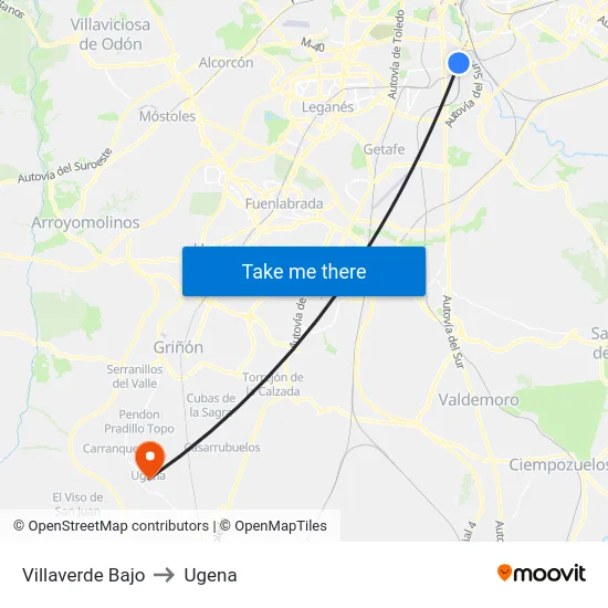 Villaverde Bajo to Ugena map