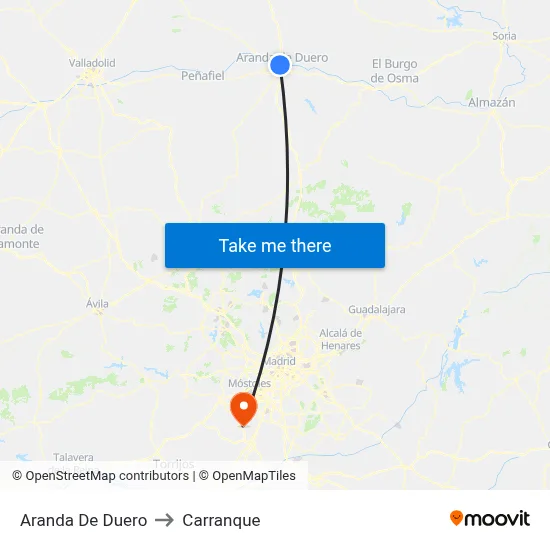 Aranda De Duero to Carranque map
