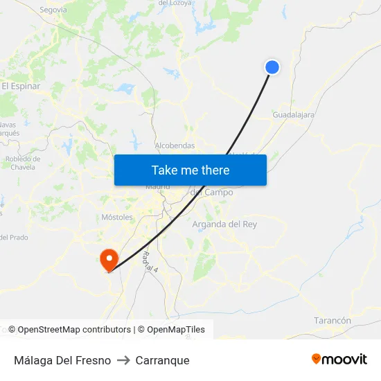 Málaga Del Fresno to Carranque map