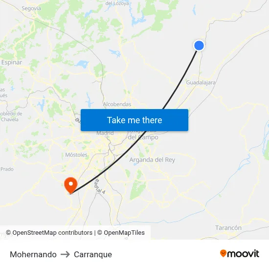 Mohernando to Carranque map