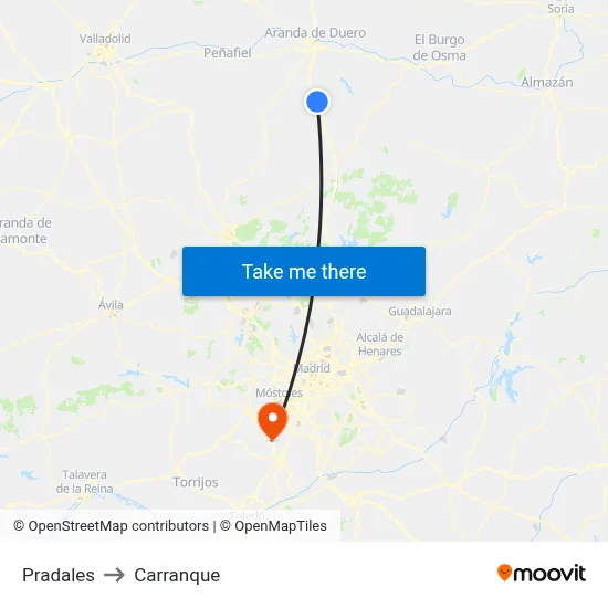 Pradales to Carranque map