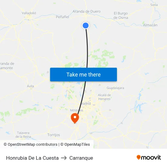 Honrubia De La Cuesta to Carranque map