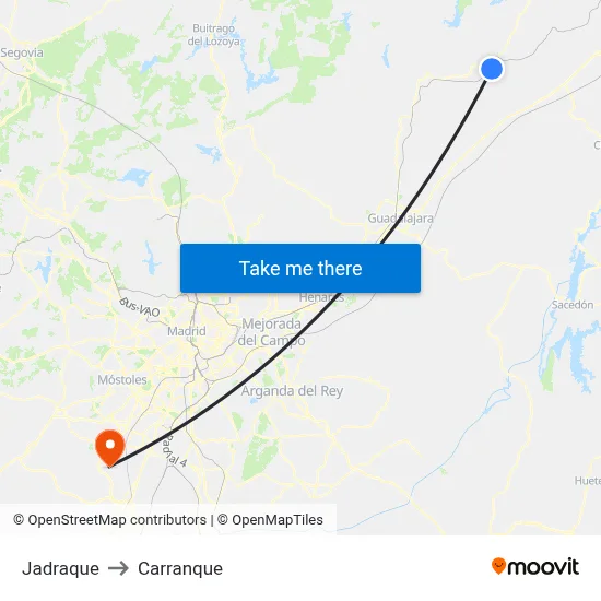 Jadraque to Carranque map