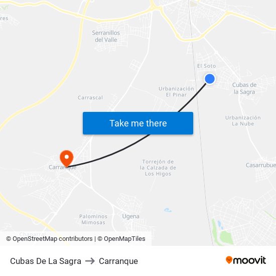 Cubas De La Sagra to Carranque map