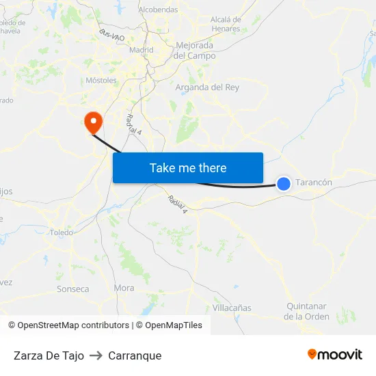 Zarza De Tajo to Carranque map